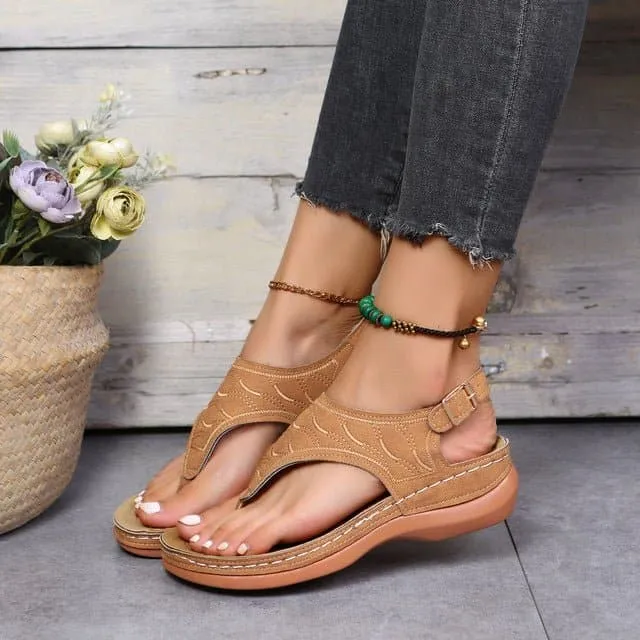 Strap Sandals with Wedge Heel - Comfortable and Stylish Roman Design