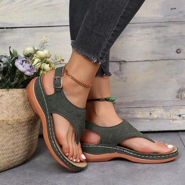 Strap Sandals with Wedge Heel - Comfortable and Stylish Roman Design