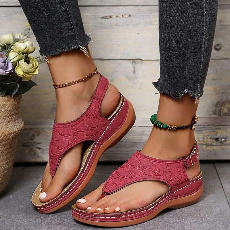 Strap Sandals with Wedge Heel - Comfortable and Stylish Roman Design