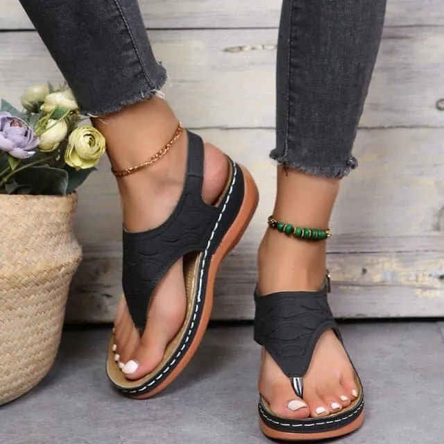 Strap Sandals with Wedge Heel - Comfortable and Stylish Roman Design