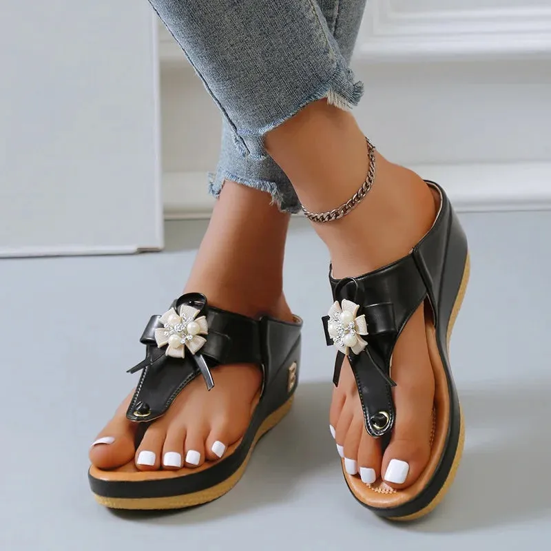 Summer Sandals Women 2024 Big Size Platform Wedges Sandals Slippers Non-Slip Open Toe Flip Flops Ladies Comfortable Beach Shoes