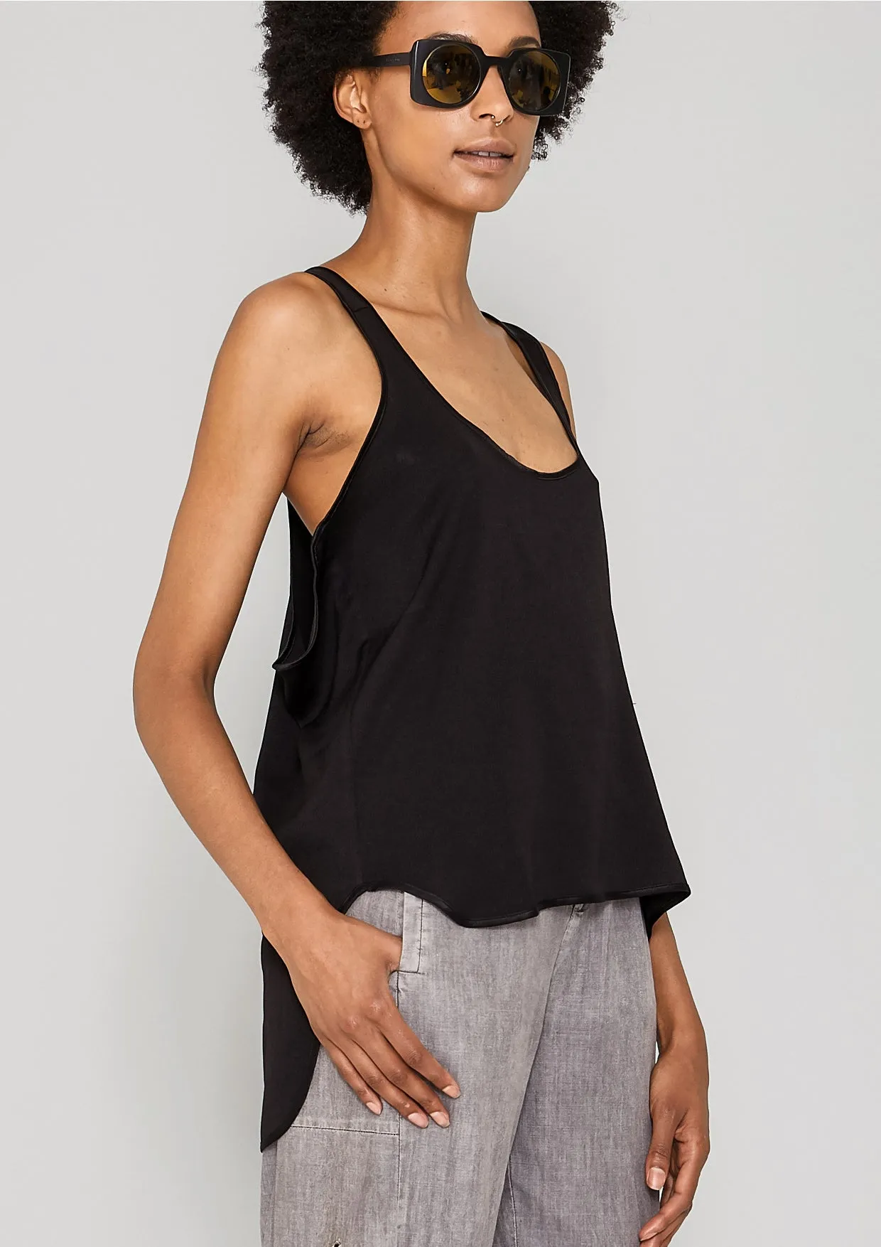 TANK TOP - HEAVY DRAPING black