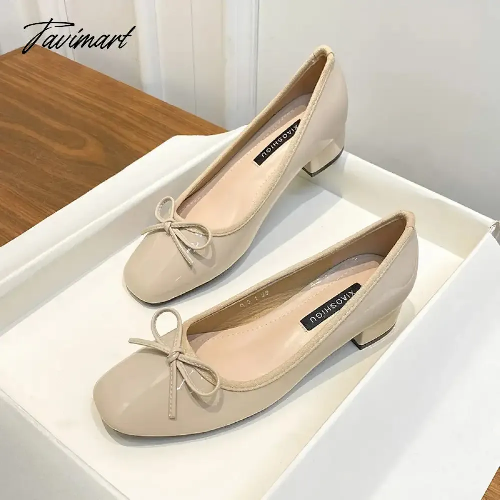 Tavimart Classic Female Flats Ballerina Shoes Women Fashion Square Toe Pleated Ballet Bow Knot Shallow Moccasin Casual Loafer