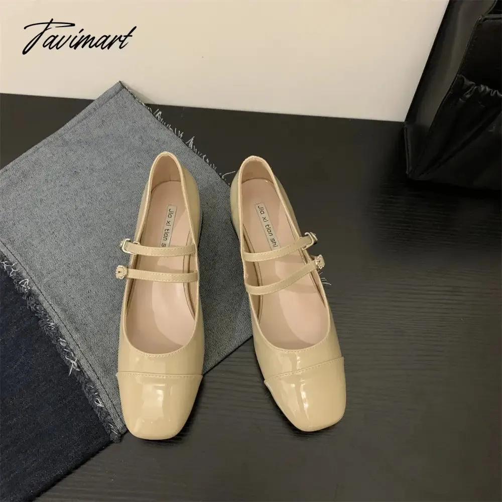 Tavimart New Women Flat Shoes Fashion Square Toe Shallow Ladies Mary Jane Ballerinas Flat Heel Casual Ballet Shoes