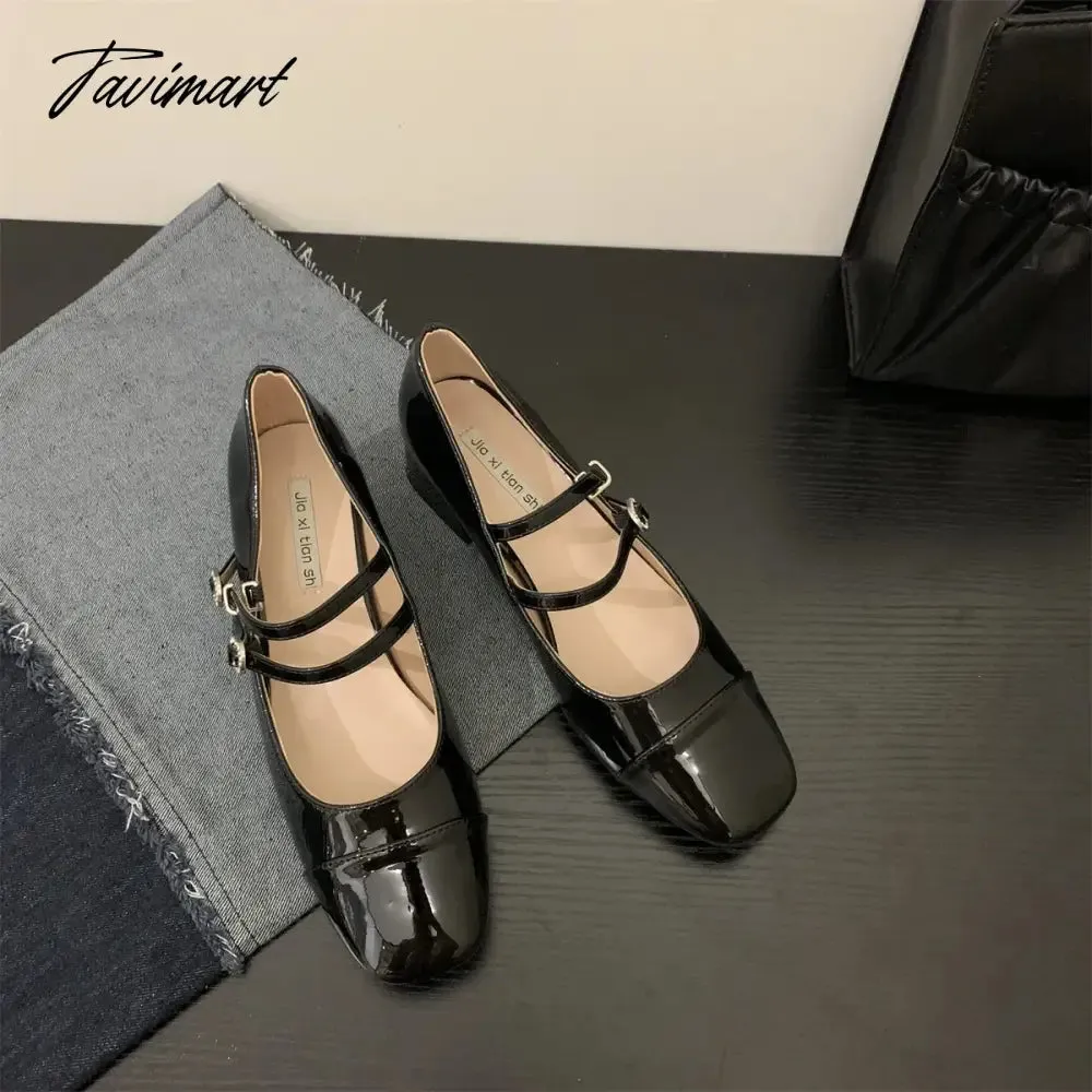 Tavimart New Women Flat Shoes Fashion Square Toe Shallow Ladies Mary Jane Ballerinas Flat Heel Casual Ballet Shoes