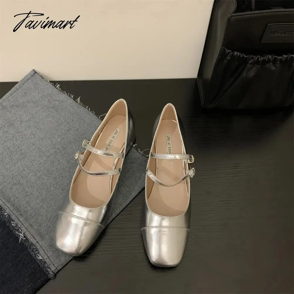 Tavimart New Women Flat Shoes Fashion Square Toe Shallow Ladies Mary Jane Ballerinas Flat Heel Casual Ballet Shoes