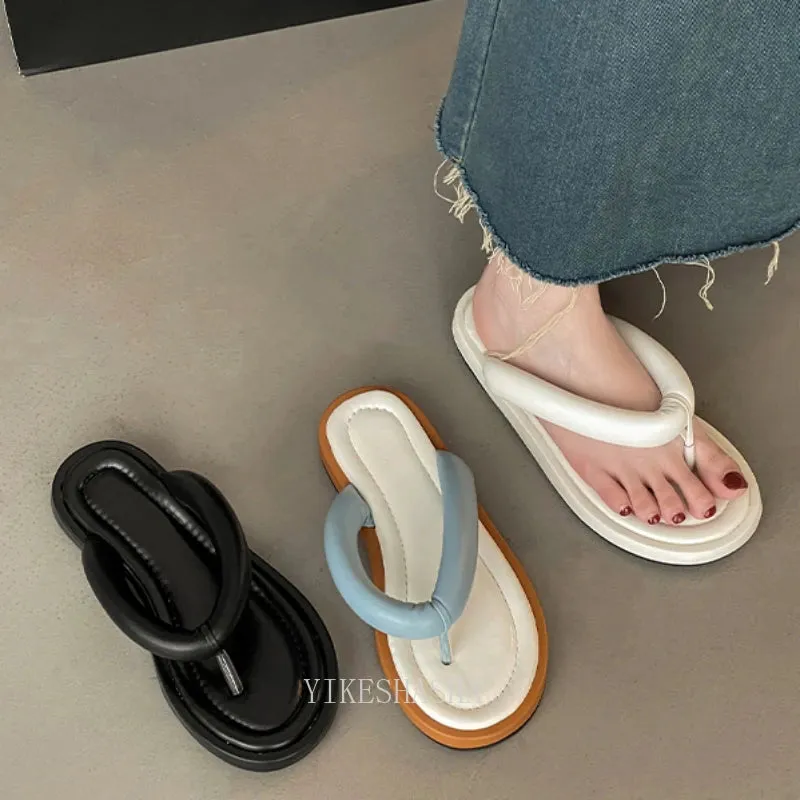 TAVIMART  -  Summer Flip Flop Chunky Women Slipper Fashion Comfort Ladies Clip Toe Soft Sole Platform Flats Slides Beach Sandal Shoes