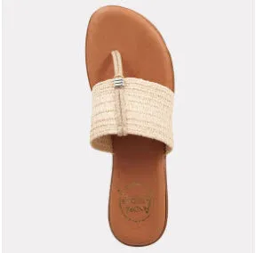 The Elastic Raffia Thong Sandal in Natural