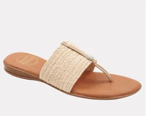 The Elastic Raffia Thong Sandal in Natural