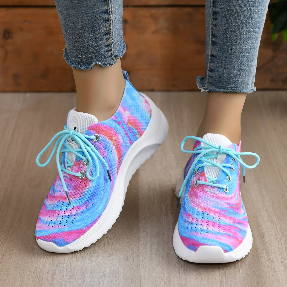 Tie dyed lace up flat shoes  HPSD285