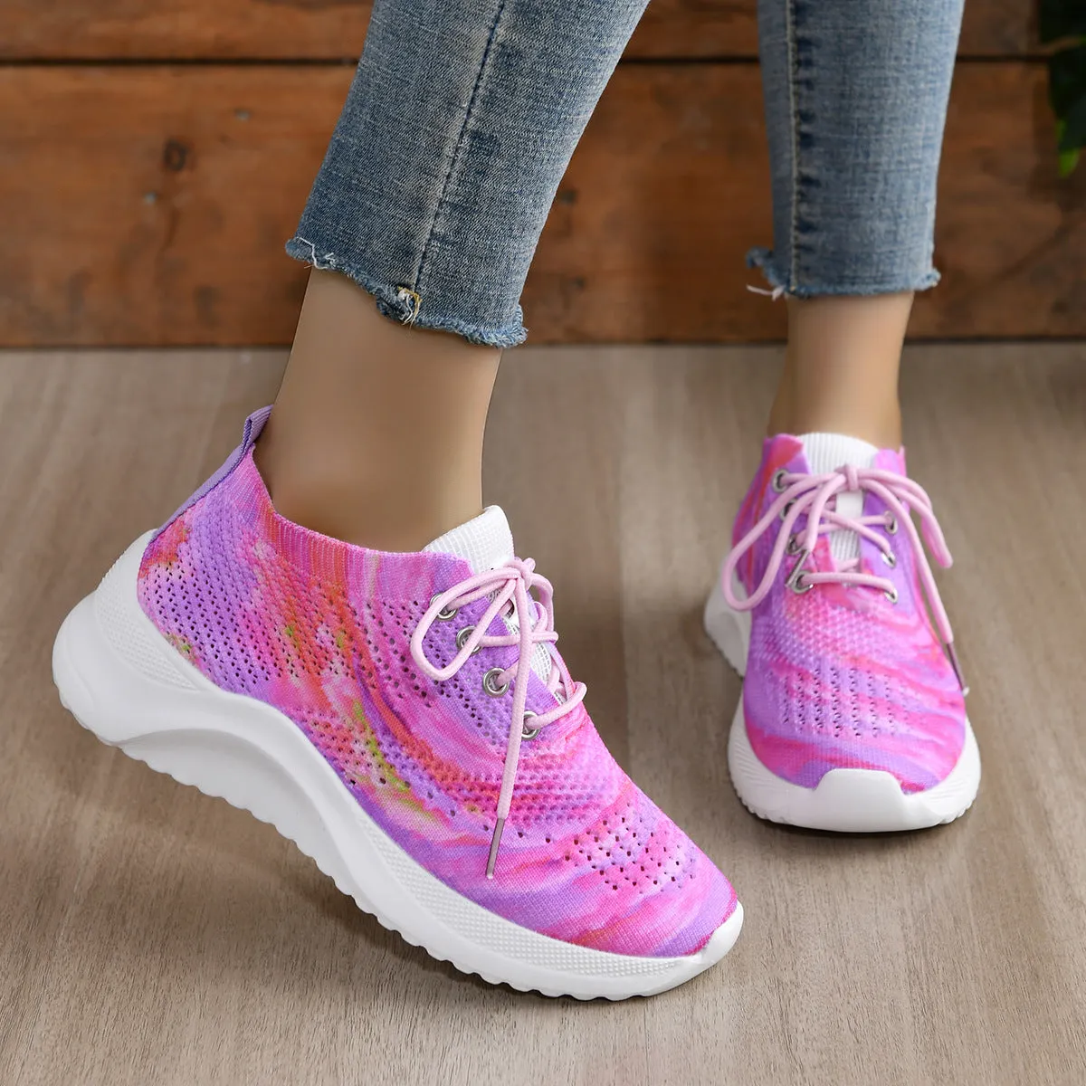 Tie dyed lace up flat shoes  HPSD285