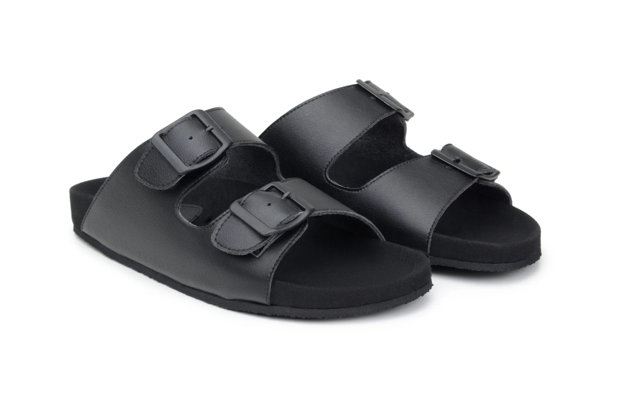 Truda Unisex Vegan Leather Two-Strap Sandals | Black