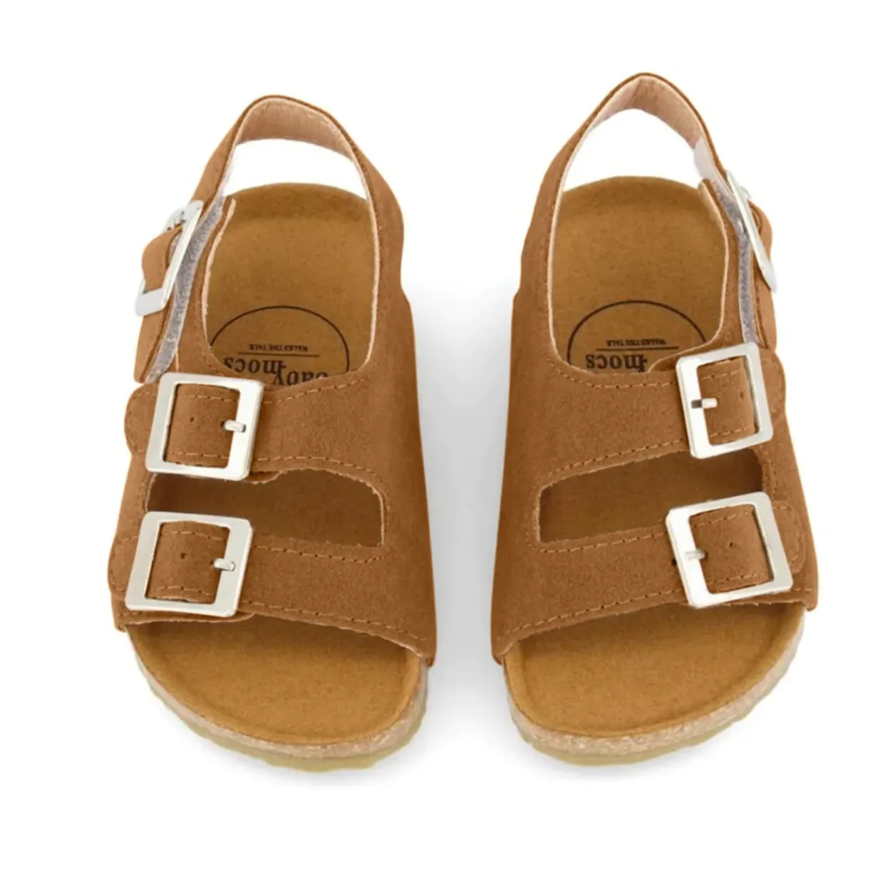 Vacay Collection Buckle Vegan Sandals · Velcro Strap · Light Brown Color