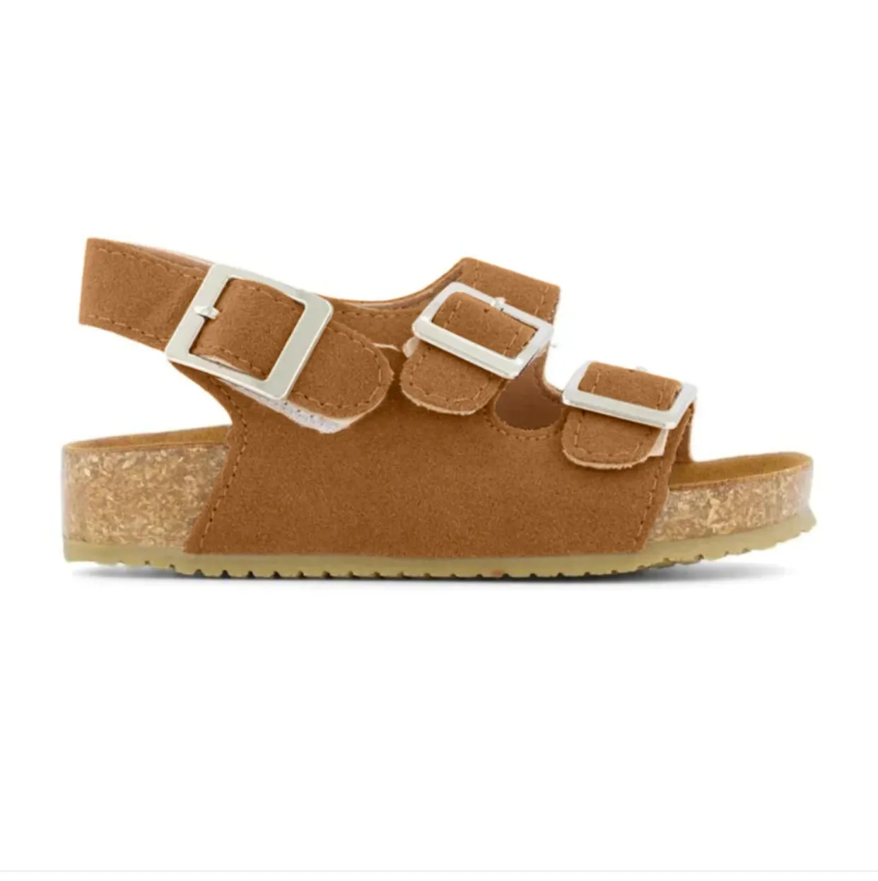 Vacay Collection Buckle Vegan Sandals · Velcro Strap · Light Brown Color