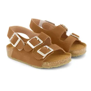 Vacay Collection Buckle Vegan Sandals · Velcro Strap · Light Brown Color