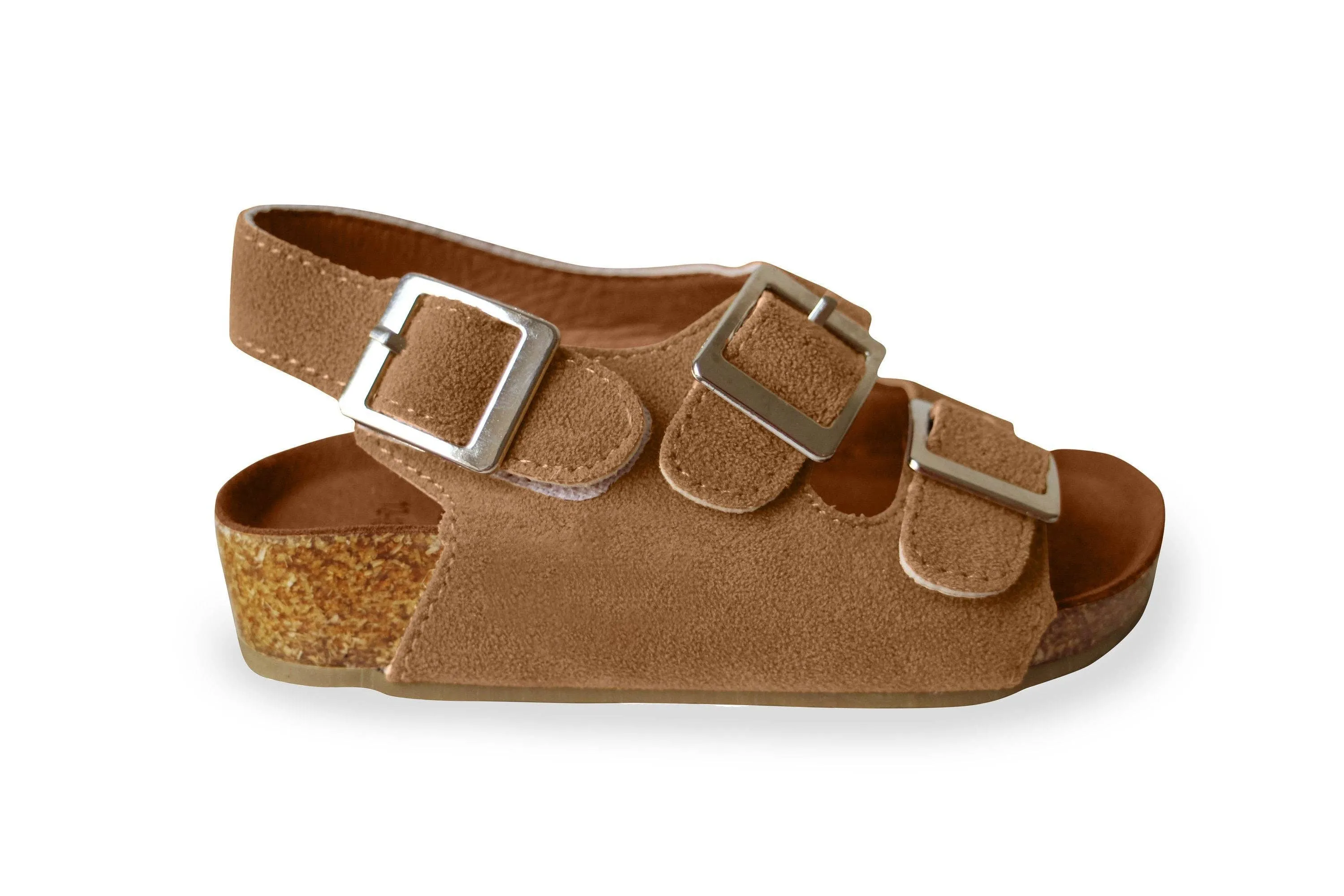 Vacay Collection Buckle Vegan Sandals · Velcro Strap · Light Brown Color