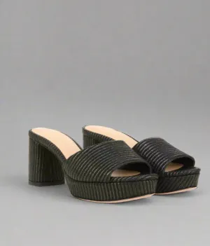 Veronica Beard DALI RAFFIA PLATFORM SANDAL- Black