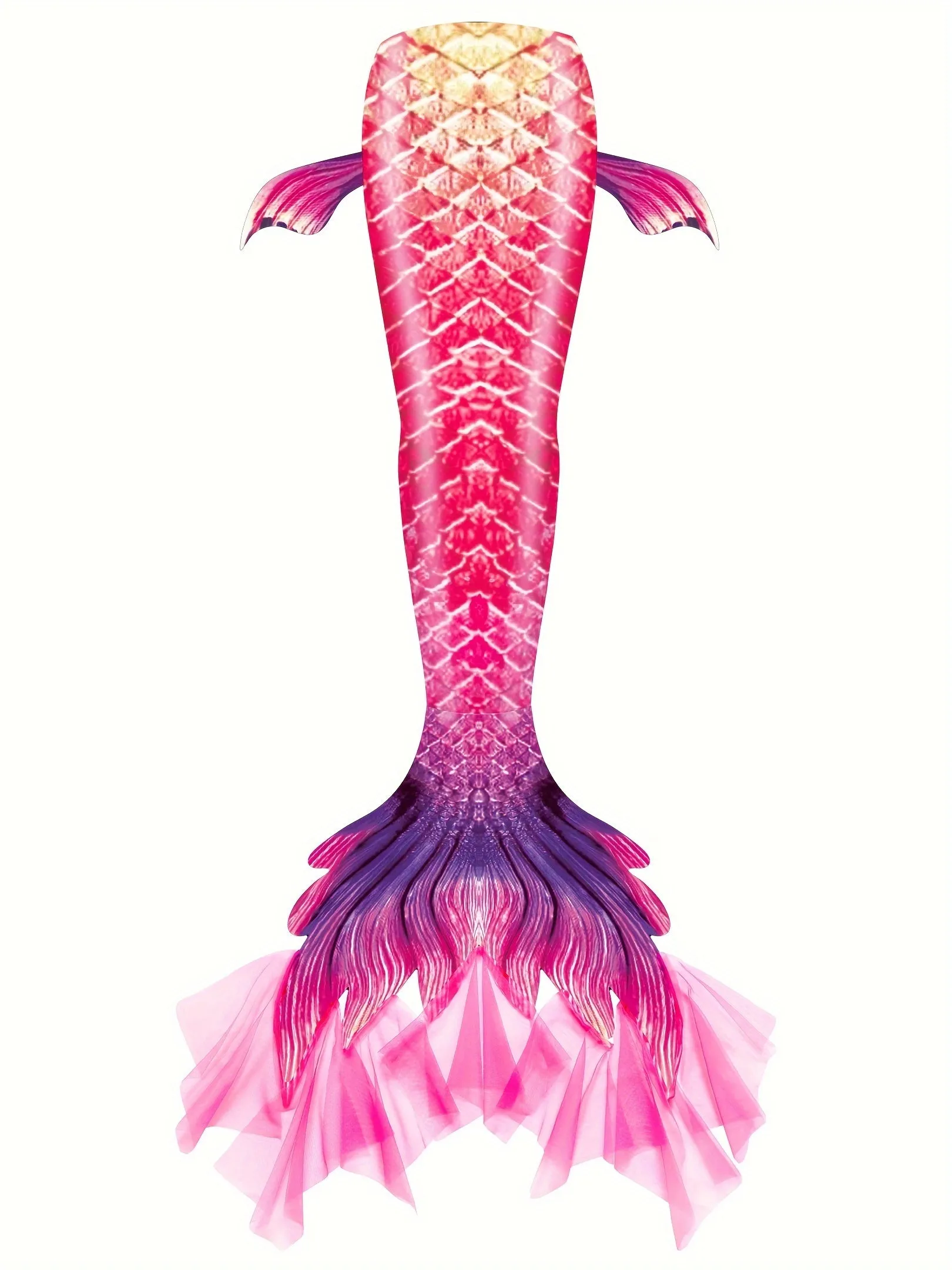 Vibrant Mermaid Tail Swimsuit for Girls - Shimmering Scales, Ruffled Tail, Back Zipper Closure - Perfect for Summer Beach, Pool Party, Performance, and Photo Shoots