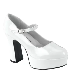 White Patent Heel Mary Jane Pumps