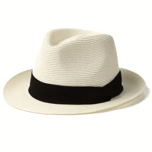 Wide Brim Panama Fedora Straw Hat - Recoverable After Crimping, UPF Protection, Crochet Weaving, Mature Style - Ideal Summer Beach Sun Hat for Men and Women, Perfect Gift Choice