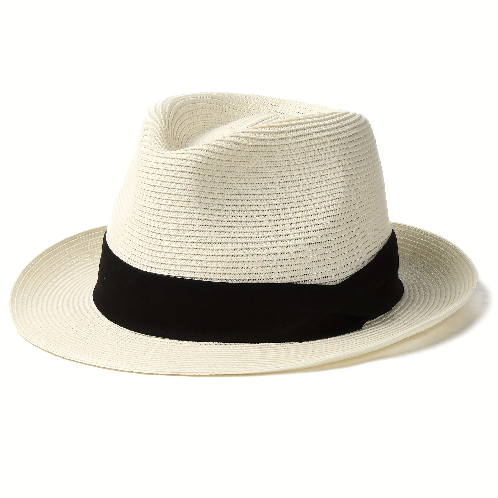 Wide Brim Panama Fedora Straw Hat - Recoverable After Crimping, UPF Protection, Crochet Weaving, Mature Style - Ideal Summer Beach Sun Hat for Men and Women, Perfect Gift Choice