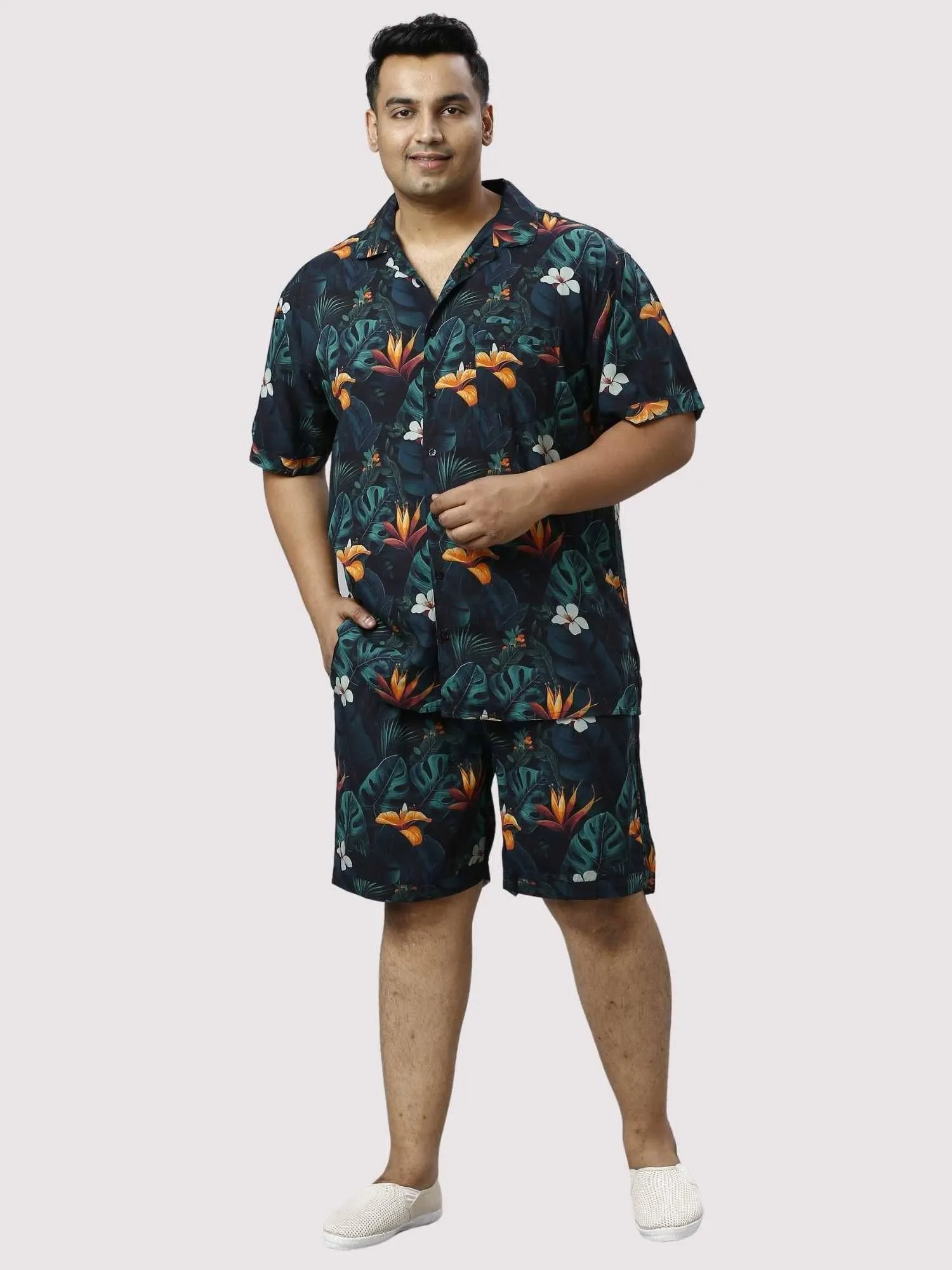 Wild Lush Digital Printed Half Co-ords Set Men's Plus Size