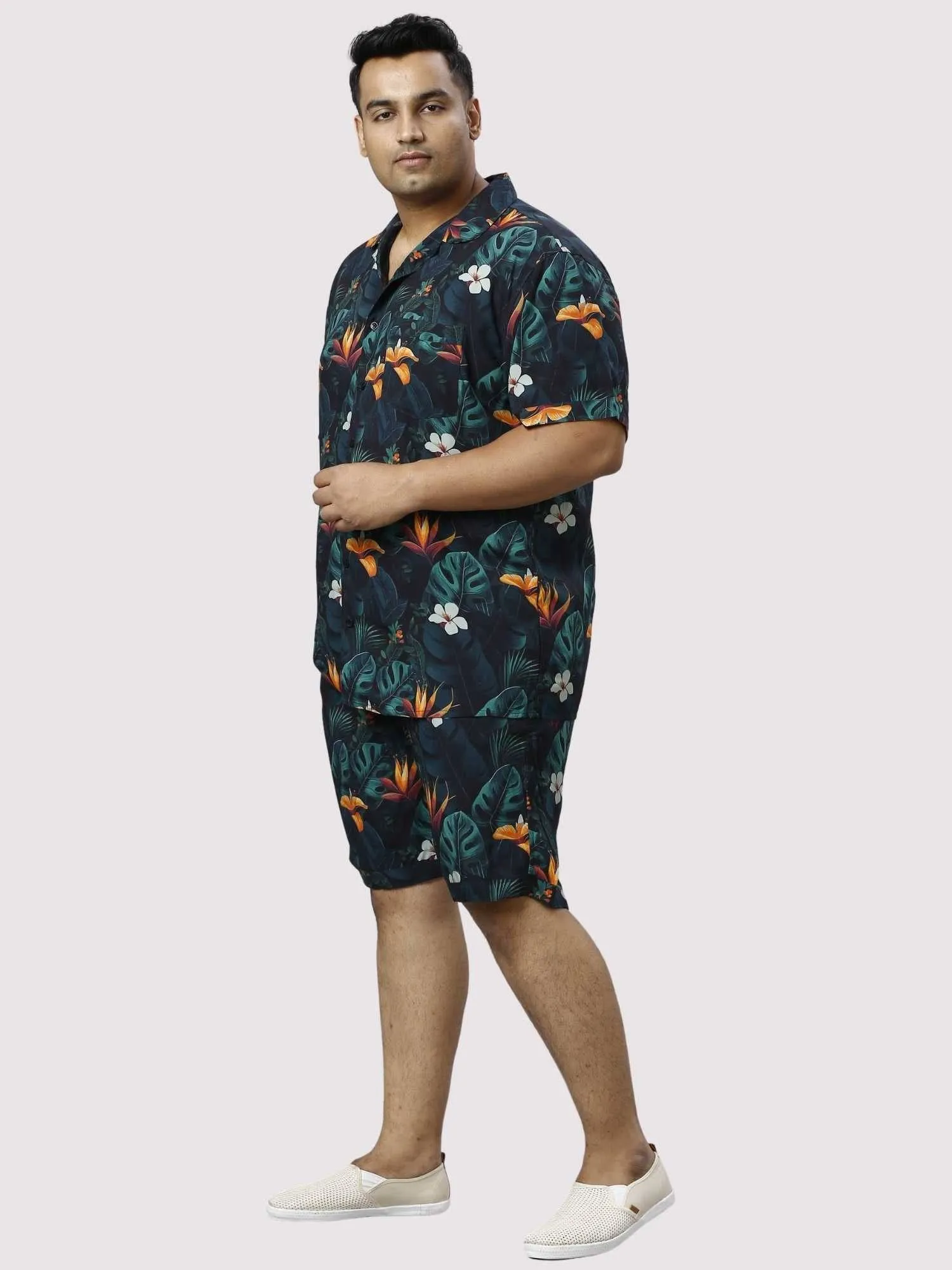 Wild Lush Digital Printed Half Co-ords Set Men's Plus Size