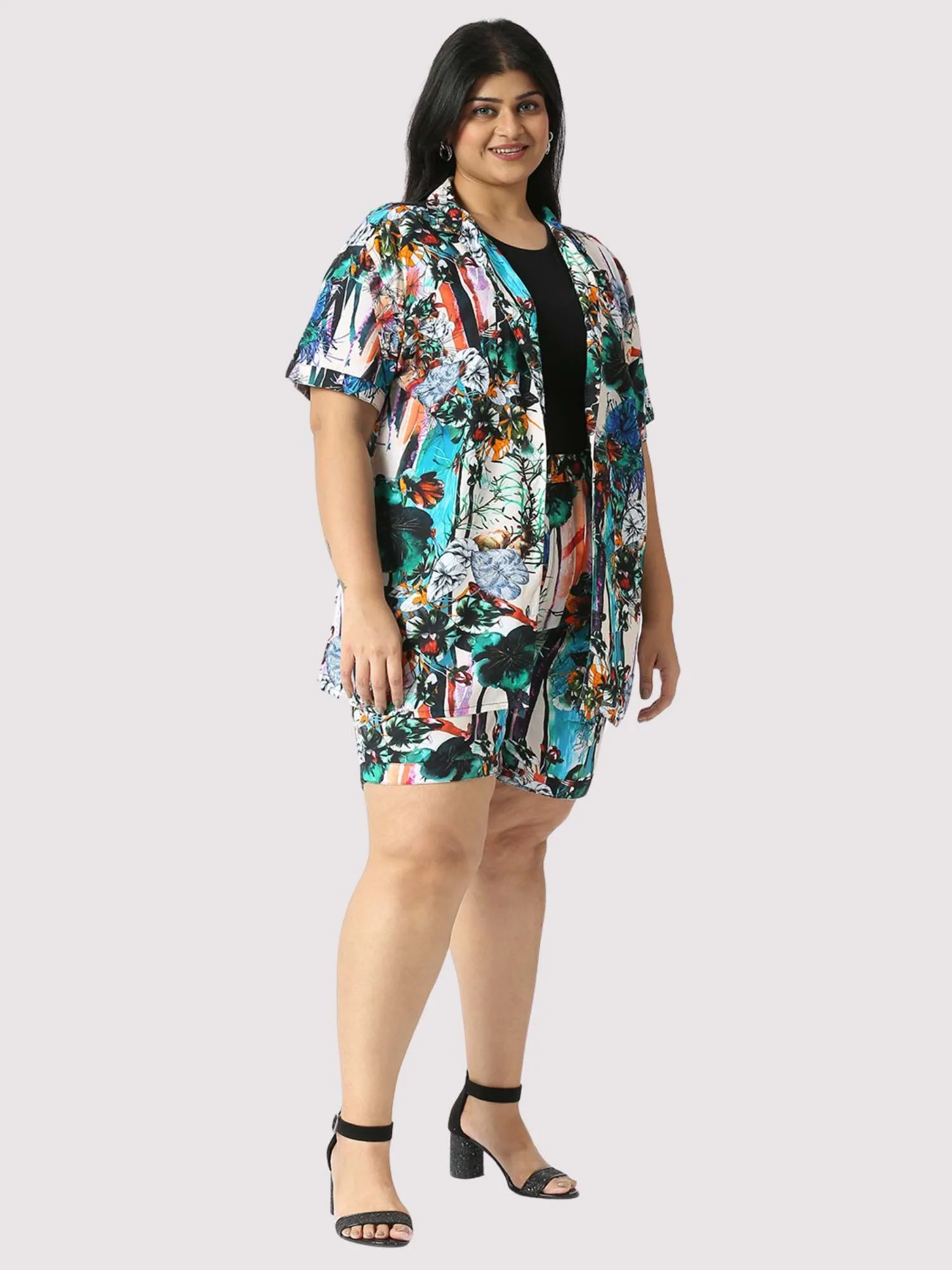 Wilding Plus Size Women's Half Co-ord Set