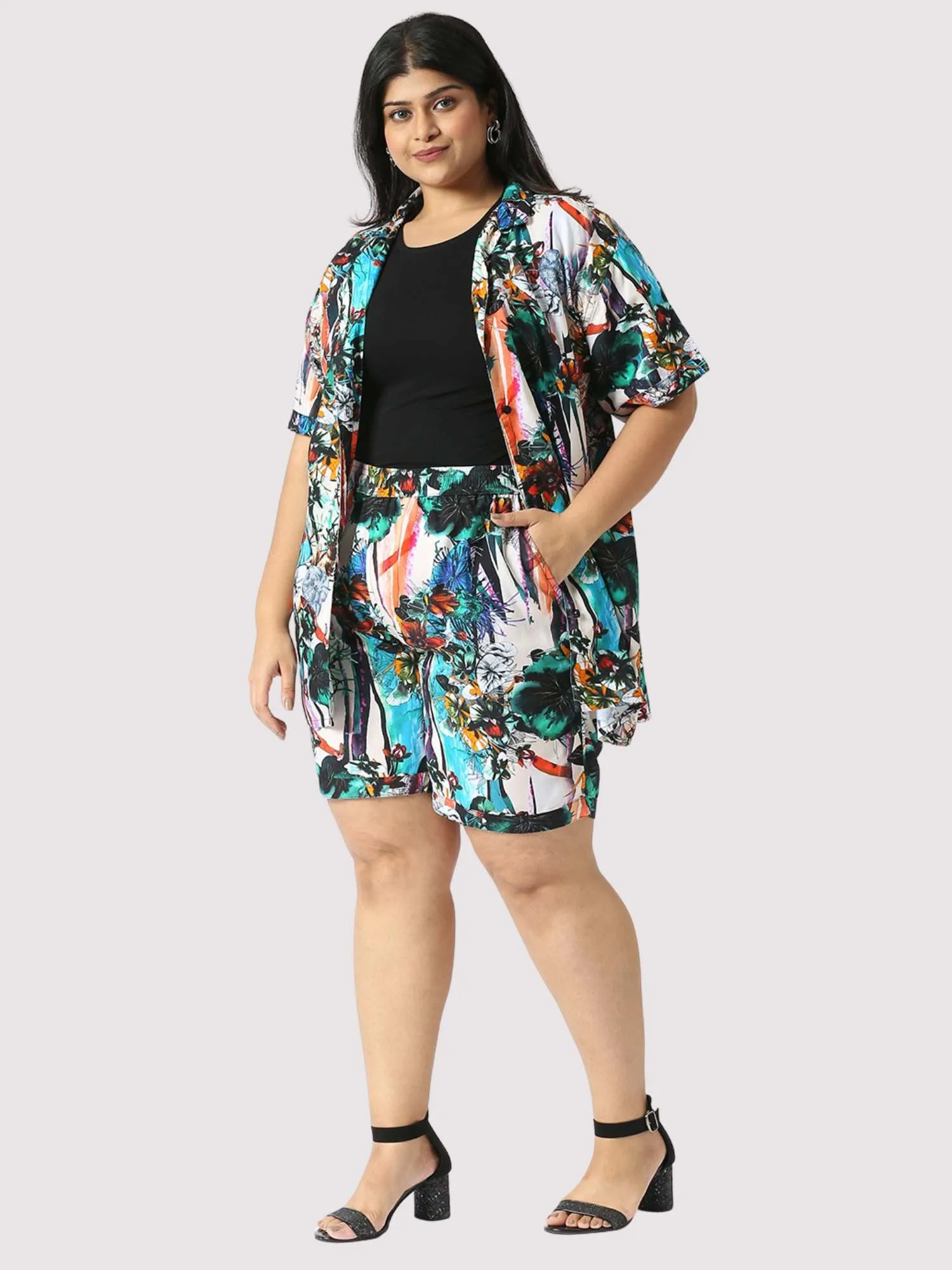 Wilding Plus Size Women's Half Co-ord Set