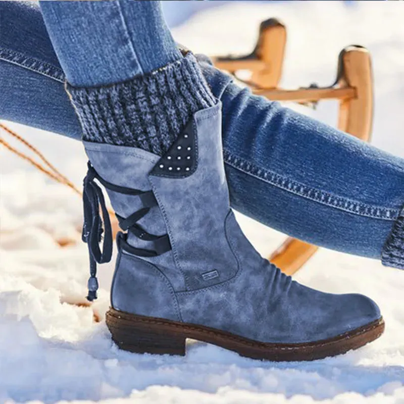 Winter Seude Leather Snow Boots for Women/Calf Length Shoes