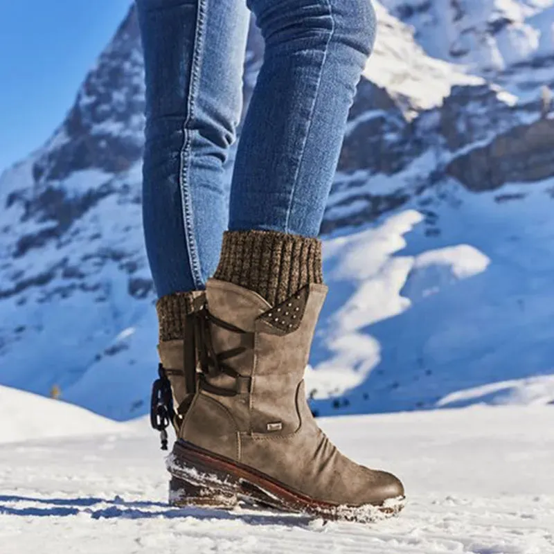 Winter Seude Leather Snow Boots for Women/Calf Length Shoes