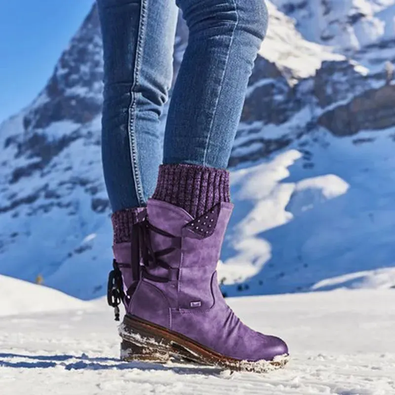 Winter Seude Leather Snow Boots for Women/Calf Length Shoes