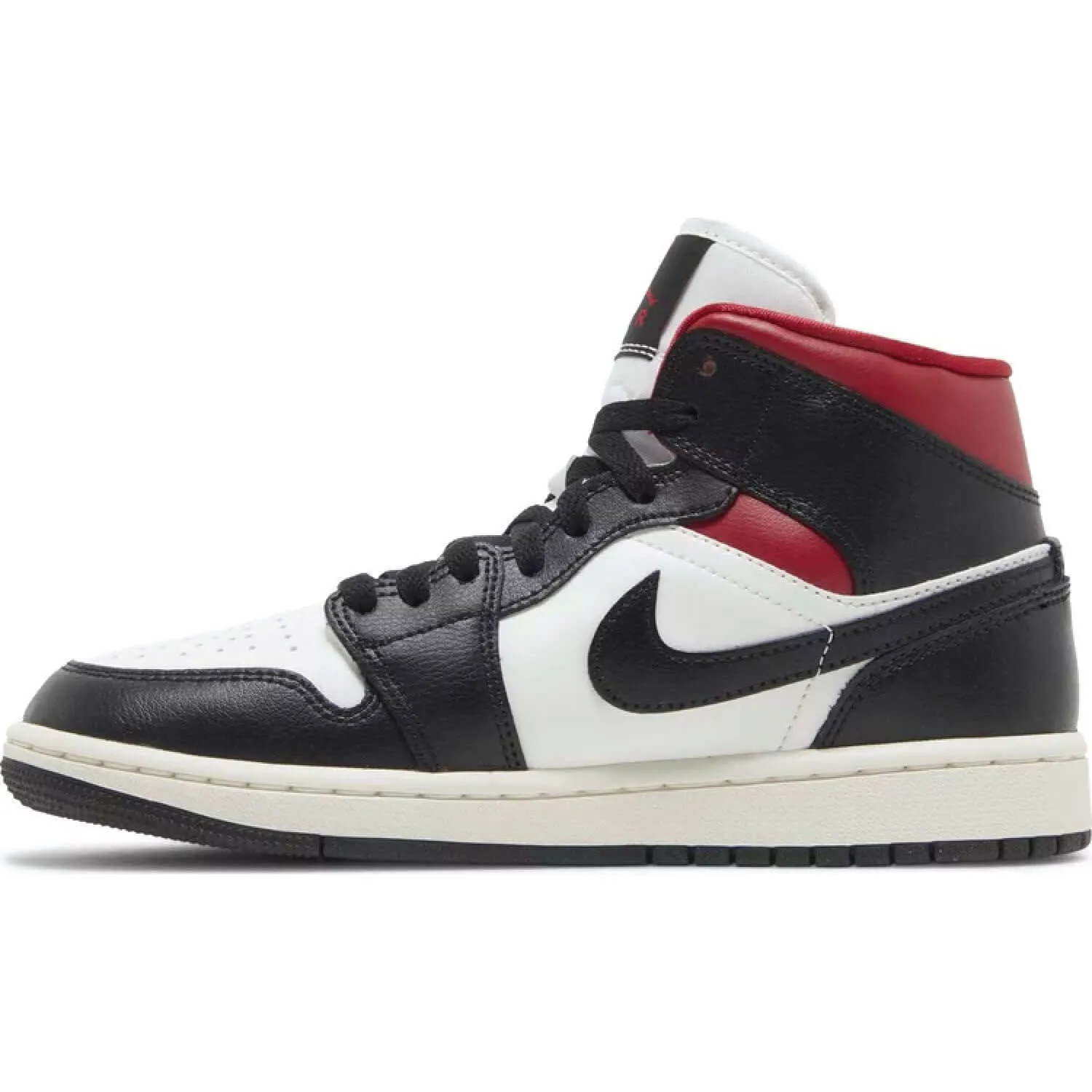 Wmns Air Jordan 1 Mid 'Black Sail Gym Red'