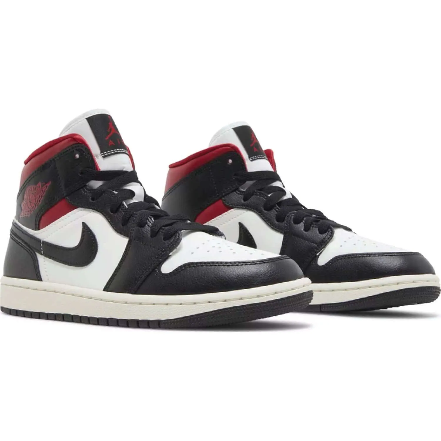 Wmns Air Jordan 1 Mid 'Black Sail Gym Red'