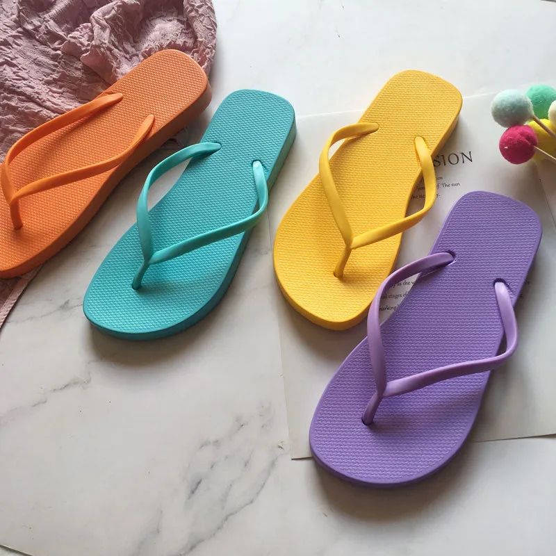 Women Bright Color Non-slip Fashion Casual Summer Flip Flops