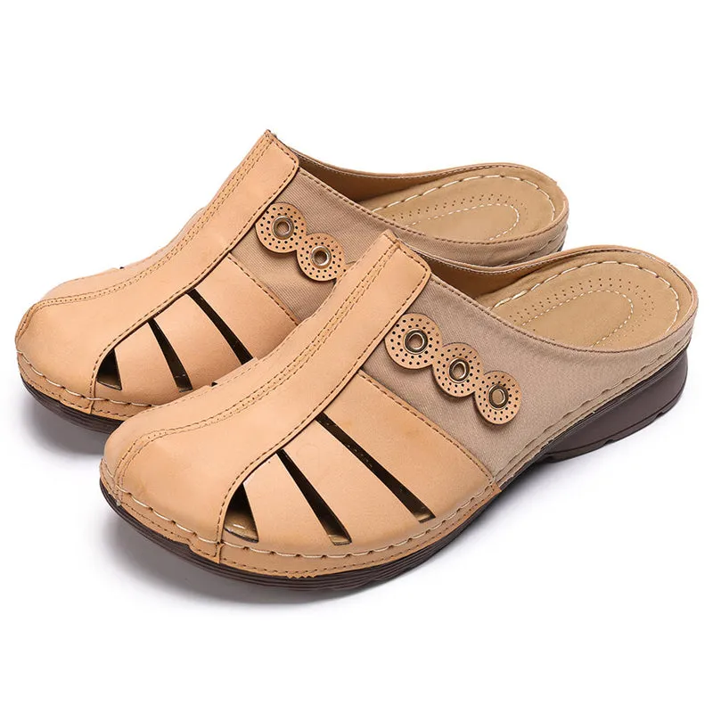 Women Soft Bottom Breathable Hollow Flat Casual Sandals