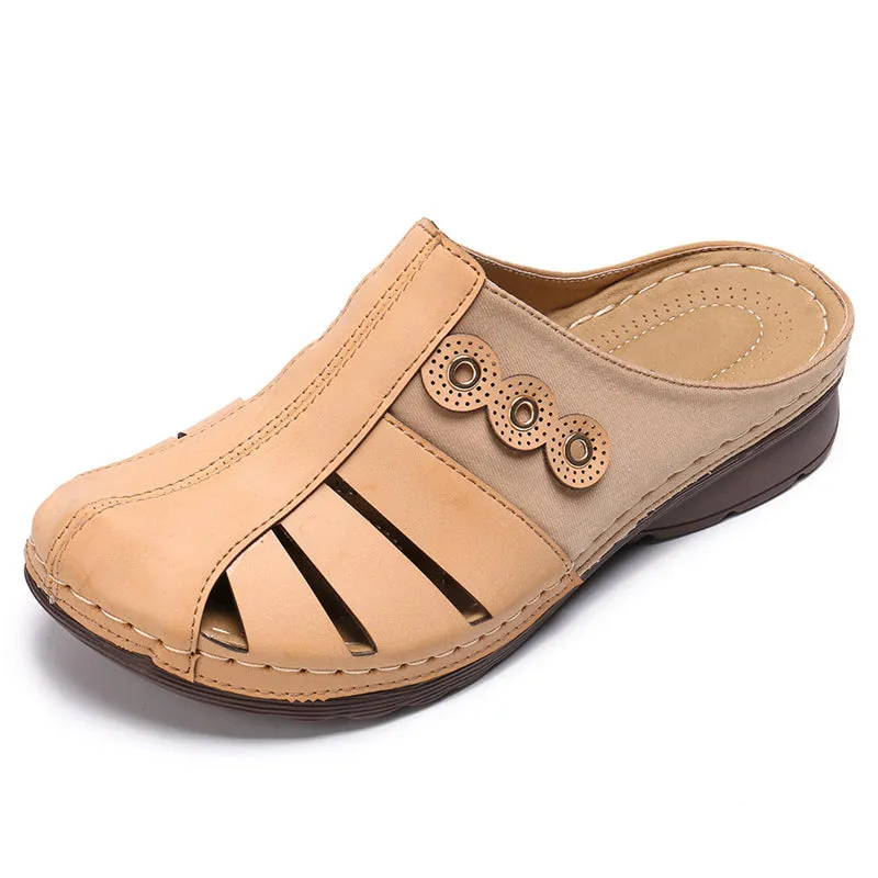 Women Soft Bottom Breathable Hollow Flat Casual Sandals