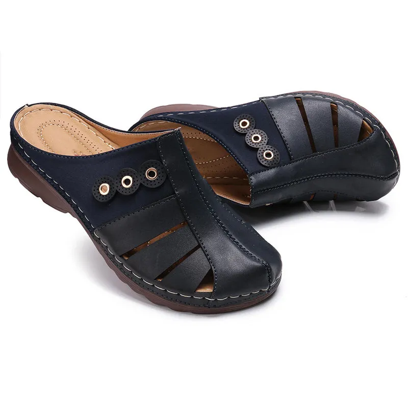 Women Soft Bottom Breathable Hollow Flat Casual Sandals