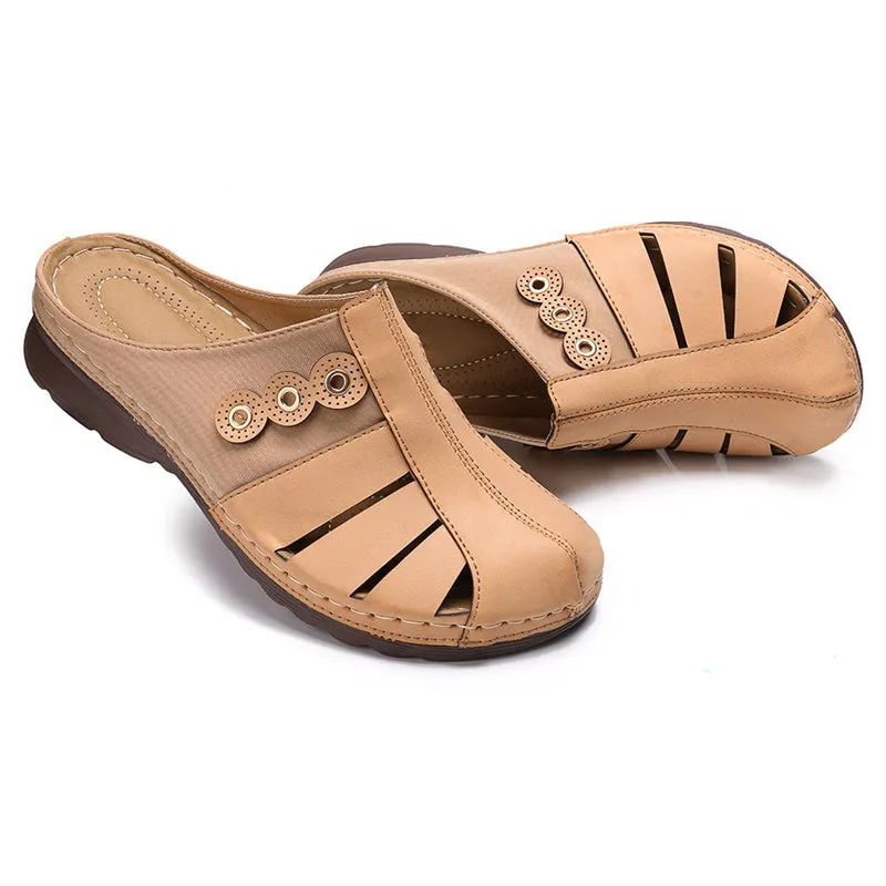 Women Soft Bottom Breathable Hollow Flat Casual Sandals