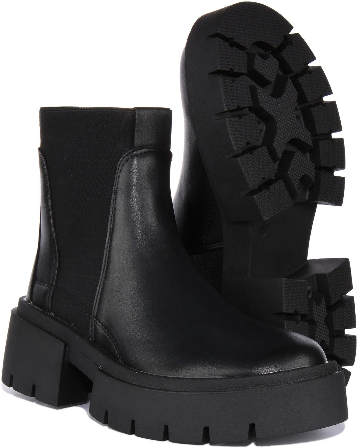 Womens Chunky Sole Chelsea In Black For Women