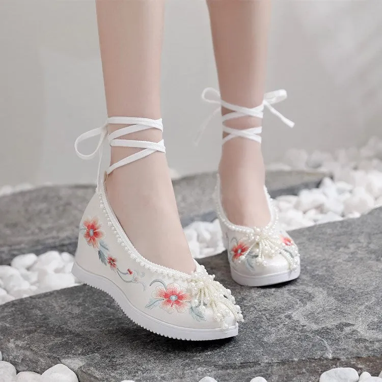 Women's For Han Chinese Clothing Invisible Elevated Canvas Shoes