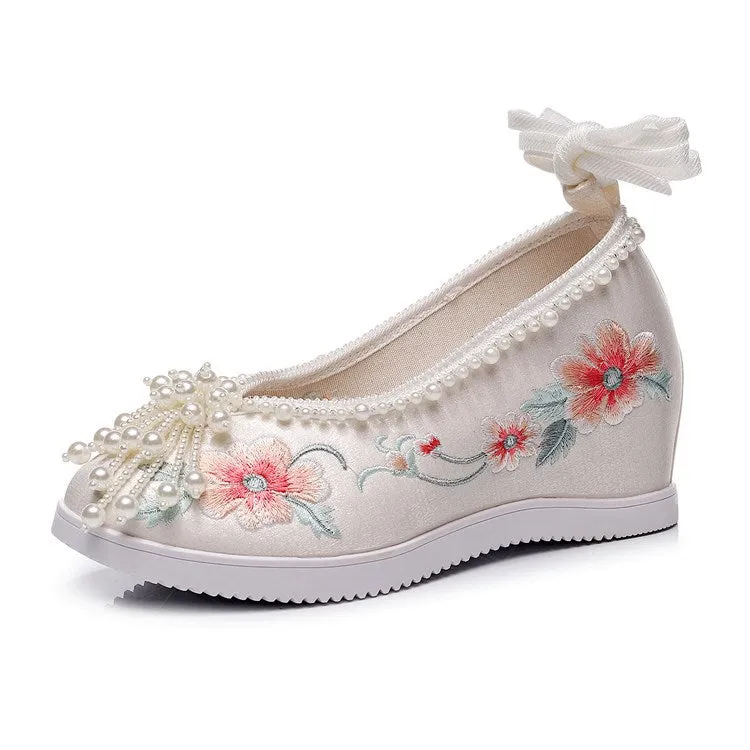 Women's For Han Chinese Clothing Invisible Elevated Canvas Shoes