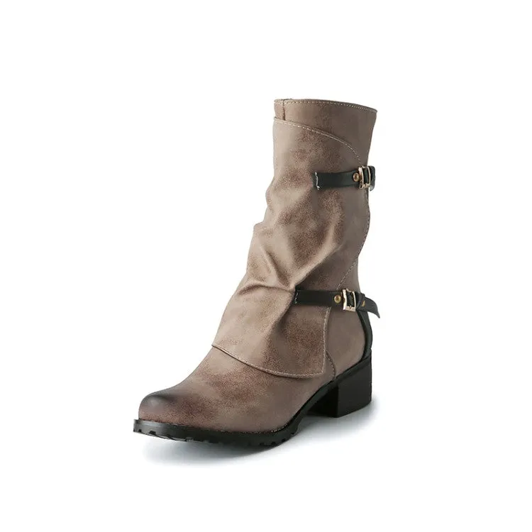 Women's Low Heels Short Motorcycle Boots