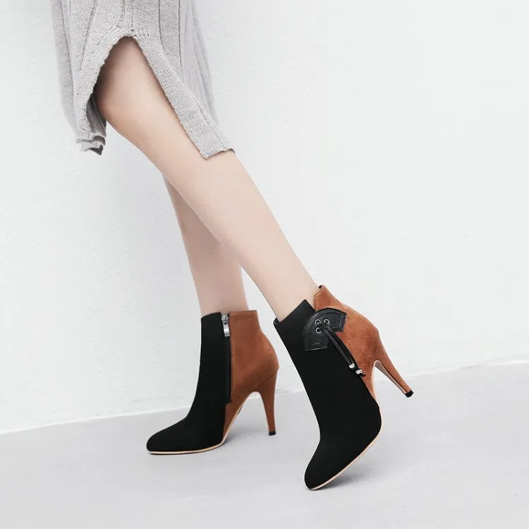 Women's Mixed Color High Heels Short Boots