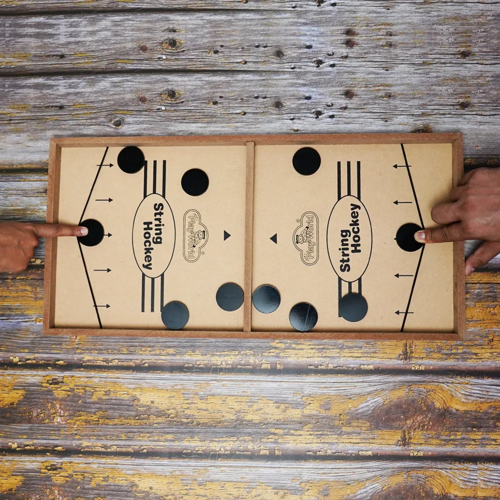 Wooden String Hockey Tabletop Game - Assorted Prints