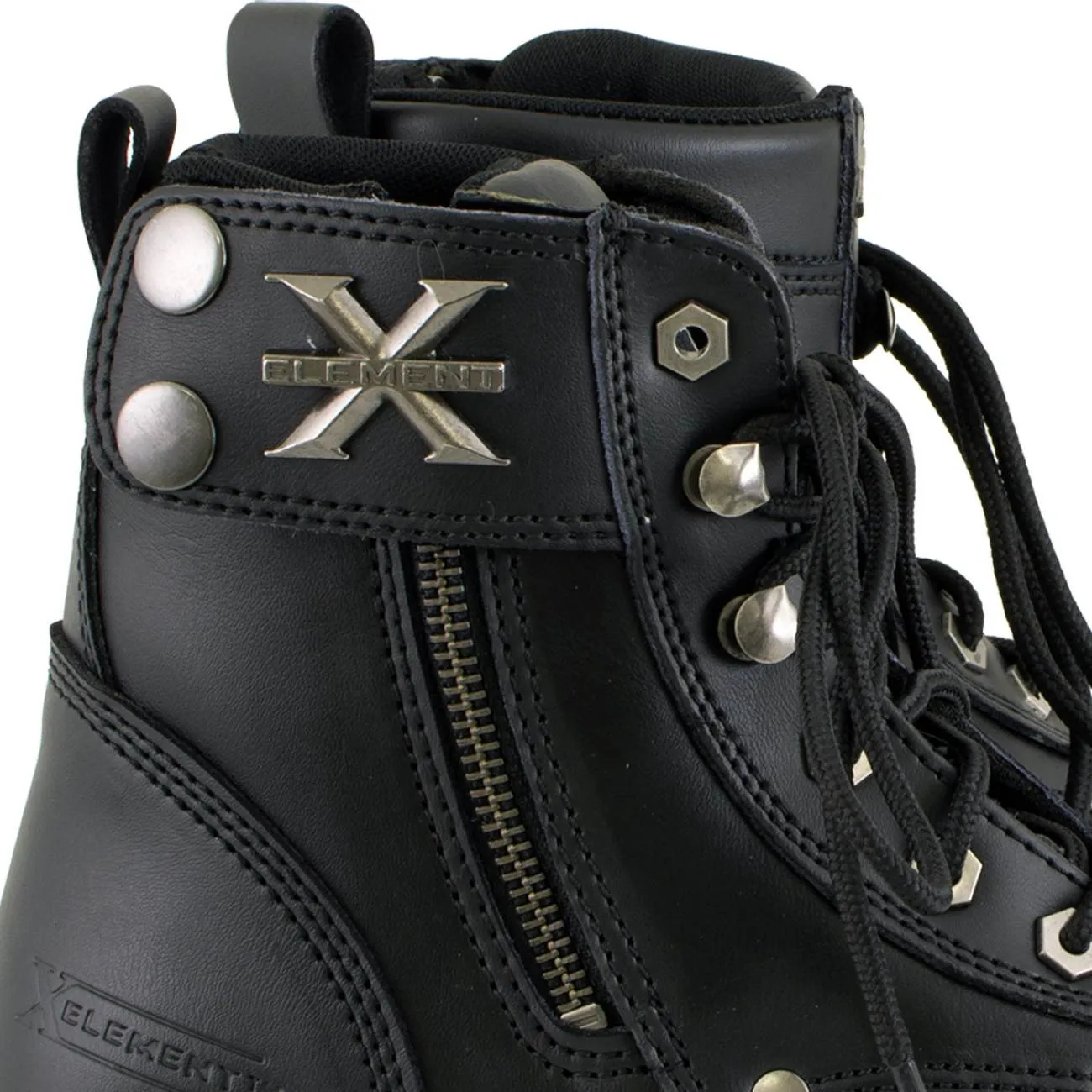 Xelement 2505 Women's Righteous Black Leather Zippered Motorcycle Boots