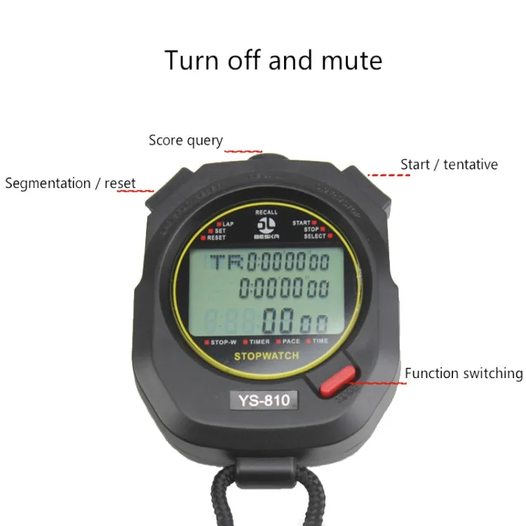 YS Electronic Stopwatch Timer Training Running Watch, Style: YS-860 60 Memories (Black)